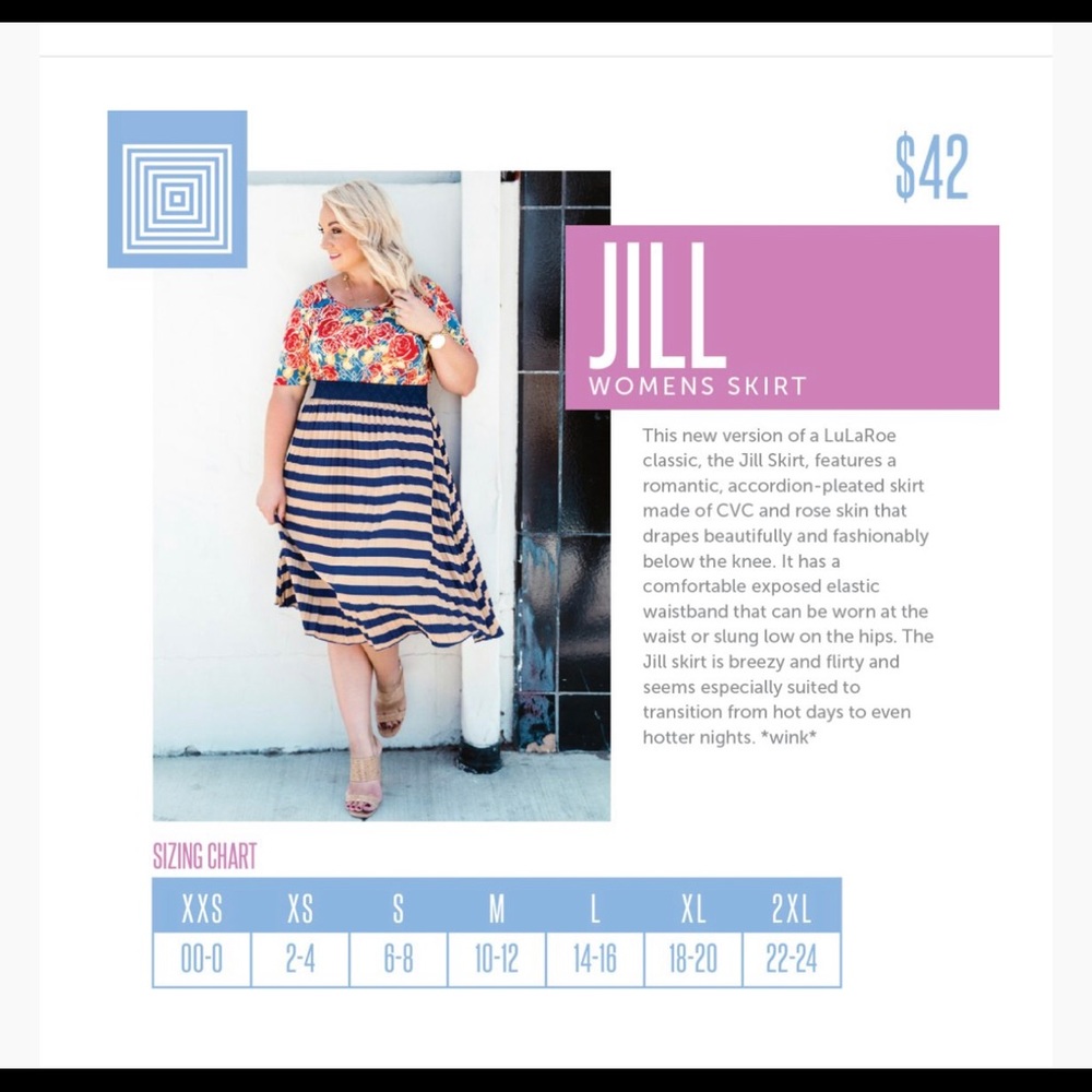 Lularoe Jill Size Chart